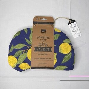 New Now Designs Reusable Baking Dish Cover 13X9 Blue Yellow Lemon Casserole Size